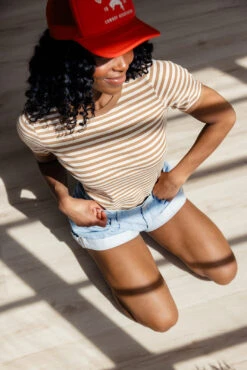 Amy Beth Striped Tee - Boxy Fit Cotton Ribbed Top