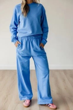 Wide Leg Sweatpants with Pockets - Comfy Terry Lined Loungewear -ROOLEE FASHION SHOP 7W4A9700