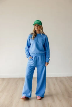 Wide Leg Sweatpants with Pockets - Comfy Terry Lined Loungewear -ROOLEE FASHION SHOP 7W4A9703