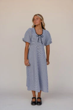 Black Gingham Midi Dress - Charming Puff Sleeve Summer Dress -ROOLEE FASHION SHOP 7W4A9726