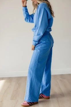 Wide Leg Sweatpants with Pockets - Comfy Terry Lined Loungewear -ROOLEE FASHION SHOP 7W4A9730
