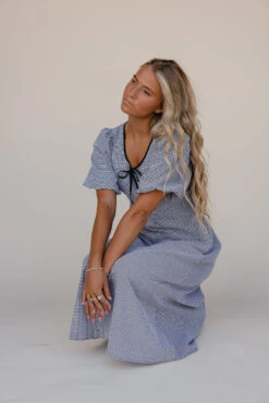 Black Gingham Midi Dress - Charming Puff Sleeve Summer Dress -ROOLEE FASHION SHOP 7W4A9740