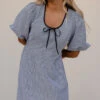 Black Gingham Midi Dress - Charming Puff Sleeve Summer Dress