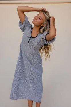Black Gingham Midi Dress - Charming Puff Sleeve Summer Dress -ROOLEE FASHION SHOP 7W4A9766