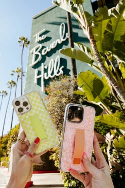 Lime Light Checkered Wallet Phone Case with Integrated Finger Loop and Kickstand -ROOLEE FASHION SHOP AllisonQuistPhoto 3510