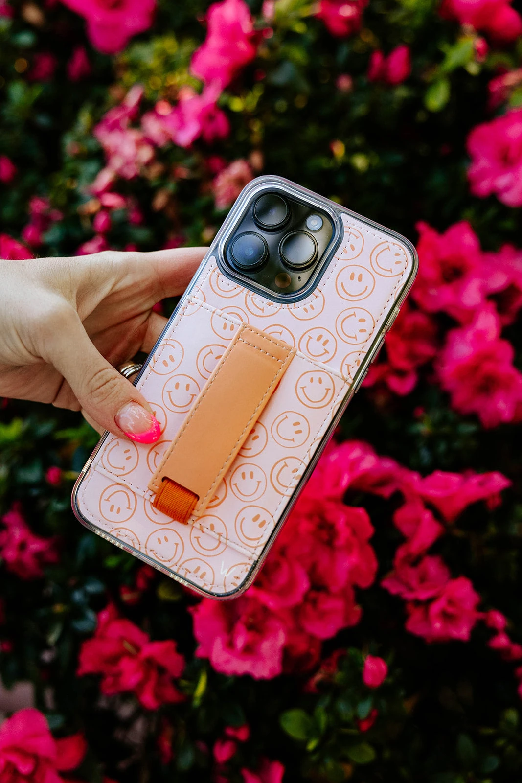 All Smiles Pink & Peach Smiley Face Wallet Phone Case with Finger Strap 10 All Smiles Pink & Peach Smiley Face Wallet Phone Case with Finger Strap - Image 8