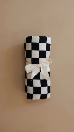 Forever French Baby Black Checkerboard Muslin Cotton Swaddle