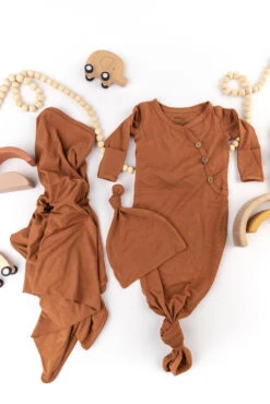 Newborn Baby Bundle: 3-Piece Knotted Gown, Swaddle & Hat Set -ROOLEE FASHION SHOP B48I0796 5db0492f ae41 4f80 9d19 d6e2098f7d32