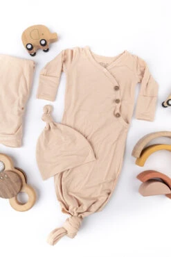 Newborn Baby Bundle: 3-Piece Knotted Gown, Swaddle & Hat Set -ROOLEE FASHION SHOP B48I0814 74e2443e 9e72 4469 a8e0 03f6a6245e5d