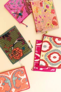 Quilted Essentials Flat Zip Pouch with Stylish Tassel Detail