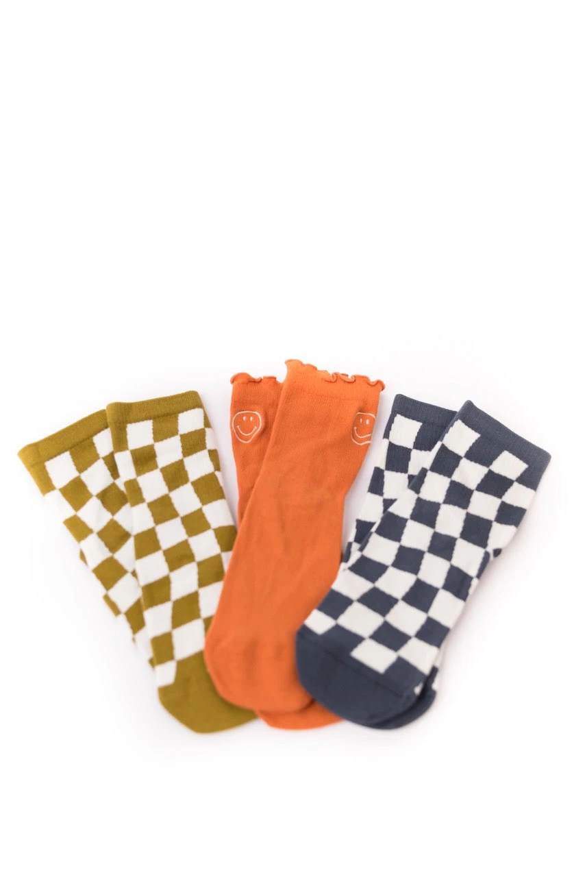 ROOLEE Aldrin Sock Pack: 3-Pack Checkered & Smiley Face Crew Socks 11 ROOLEE Aldrin Sock Pack: 3-Pack Checkered & Smiley Face Crew Socks - Image 9