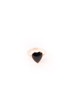 ROOLEE Romeo Ring - Gold & Black Heart Statement Jewelry -ROOLEE FASHION SHOP B48I7544