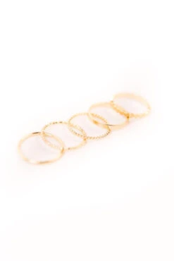 ROOLEE Keller Ring Stack - 5-Piece 14k Gold Plated Ring Set -ROOLEE FASHION SHOP B48I7547