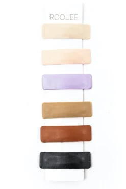 6-Piece Rectangle Faux Leather Hair Clip Set - Neutral Tones -ROOLEE FASHION SHOP B48I8997