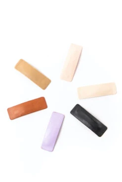 6-Piece Rectangle Faux Leather Hair Clip Set - Neutral Tones -ROOLEE FASHION SHOP B48I8999