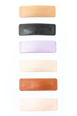 6-Piece Rectangle Faux Leather Hair Clip Set - Neutral Tones -ROOLEE FASHION SHOP B48I9004