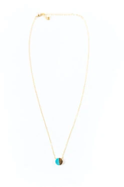 Turquoise Heart Necklace - 18K Gold Dipped Two-Tone Pendant Jewelry 9 Turquoise Heart Necklace - 18K Gold Dipped Two-Tone Pendant Jewelry -ROOLEE FASHION SHOP B48I9734 2