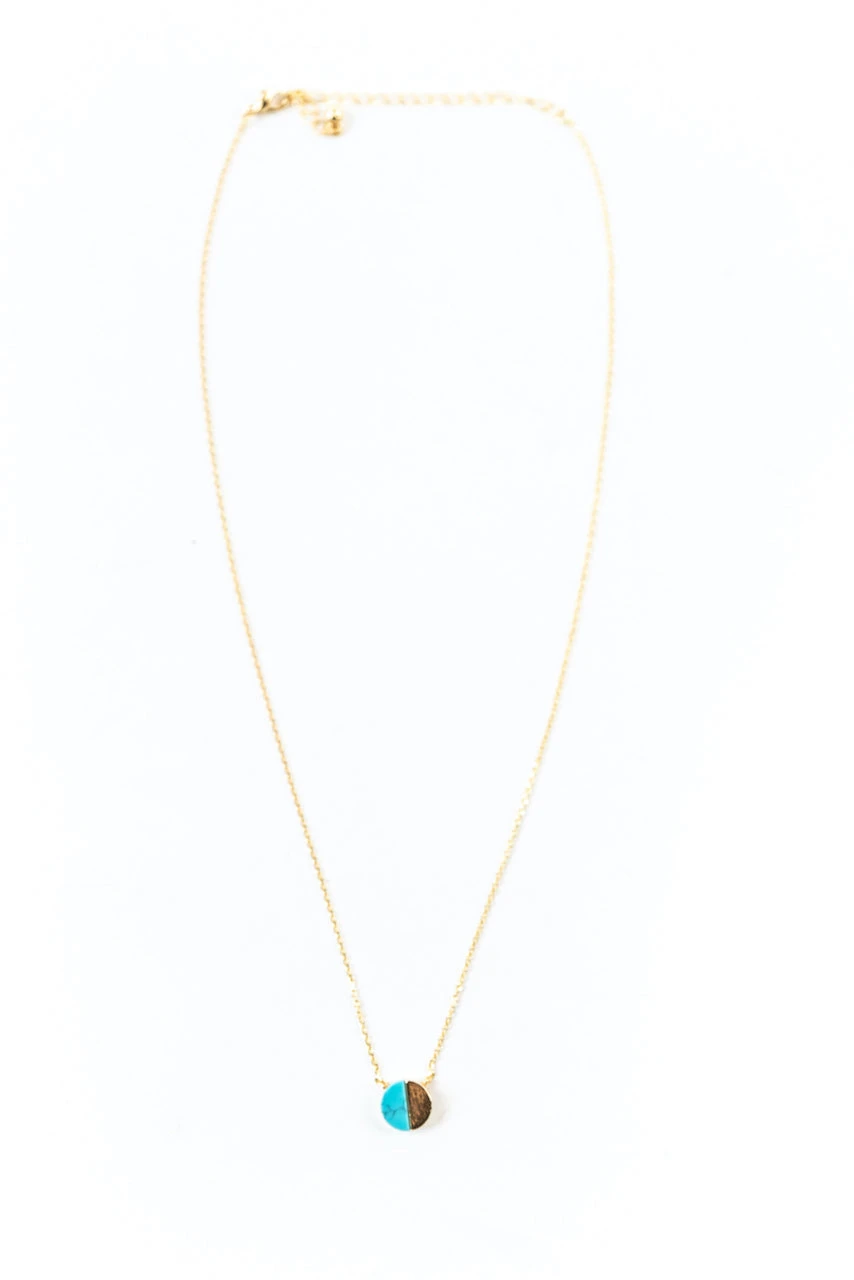 Turquoise Heart Necklace - 18K Gold Dipped Two-Tone Pendant Jewelry 6 Turquoise Heart Necklace - 18K Gold Dipped Two-Tone Pendant Jewelry - Image 4