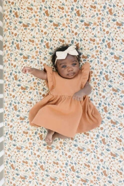 Floral Muslin Crib Sheet - Breathable 100% Cotton Nursery Bedding -ROOLEE FASHION SHOP B60 websize