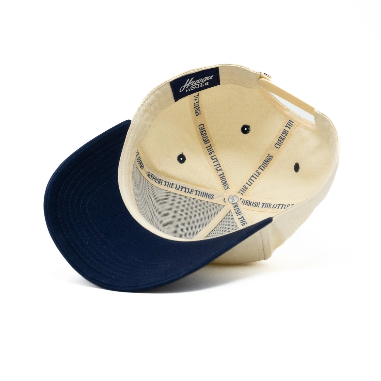 Vintage Swan Navy & Natural High-Profile Structured Snapback 6 Vintage Swan Navy & Natural High-Profile Structured Snapback - Image 4