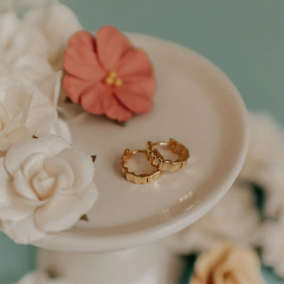 Tate 9mm Sterling Silver & Gold Vermeil Hoop Earrings 4 Tate 9mm Sterling Silver & Gold Vermeil Hoop Earrings - Image 2