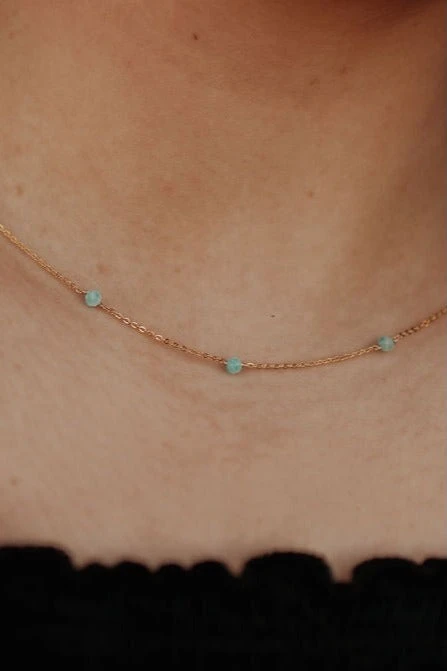 Malibu Turquoise Dainty Pearl Necklace in Gold Vermeil 3 Malibu Turquoise Dainty Pearl Necklace in Gold Vermeil