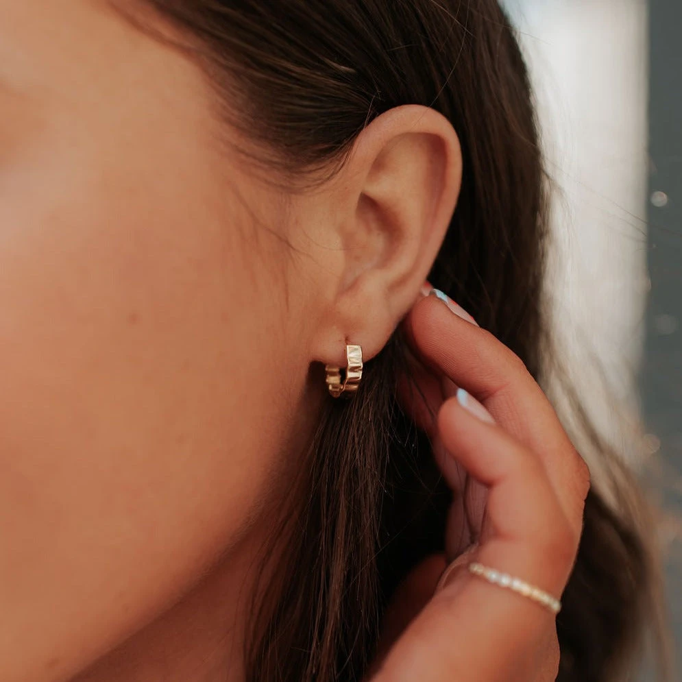 Tate 9mm Sterling Silver & Gold Vermeil Hoop Earrings 3 Tate 9mm Sterling Silver & Gold Vermeil Hoop Earrings