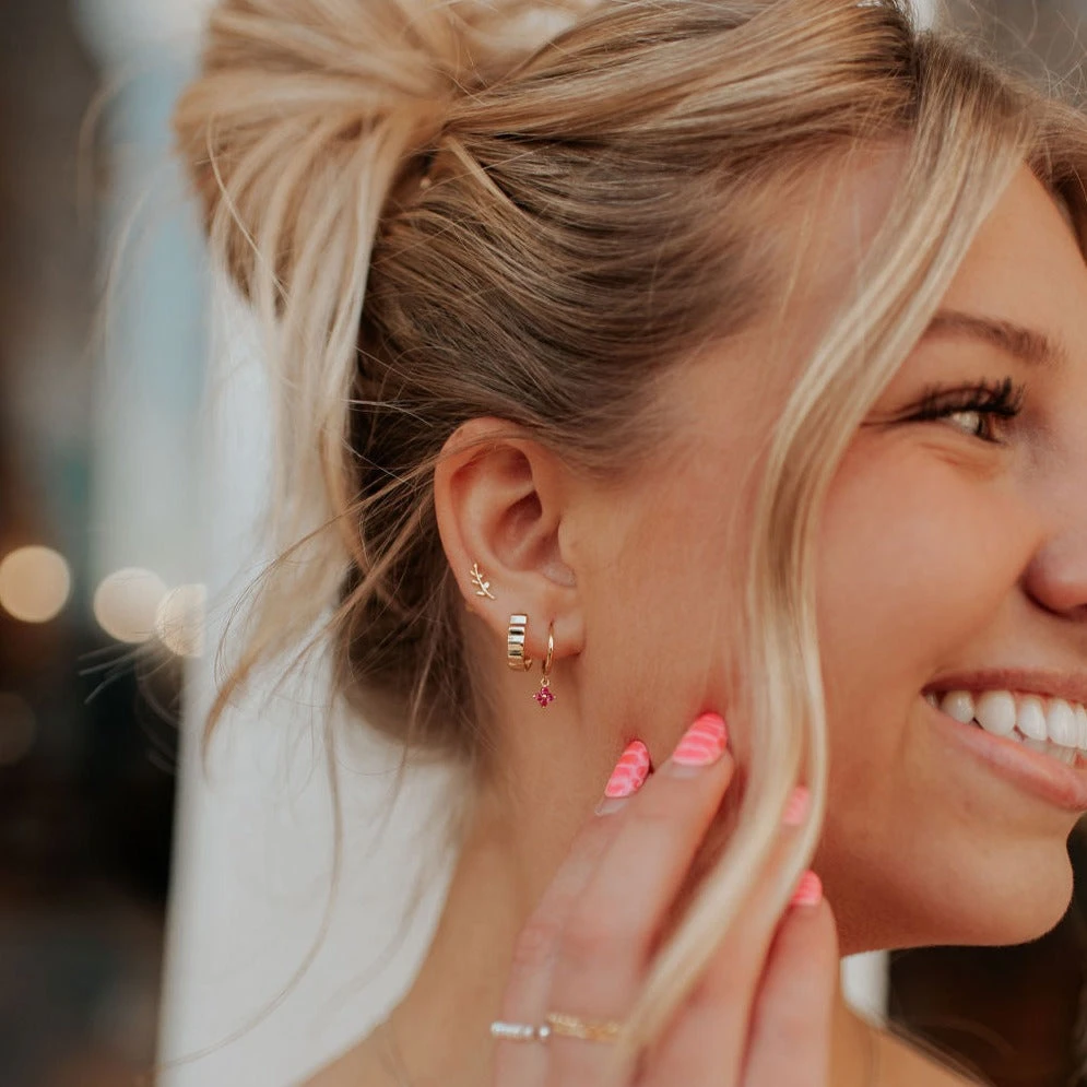 Tate 9mm Sterling Silver & Gold Vermeil Hoop Earrings 5 Tate 9mm Sterling Silver & Gold Vermeil Hoop Earrings - Image 3