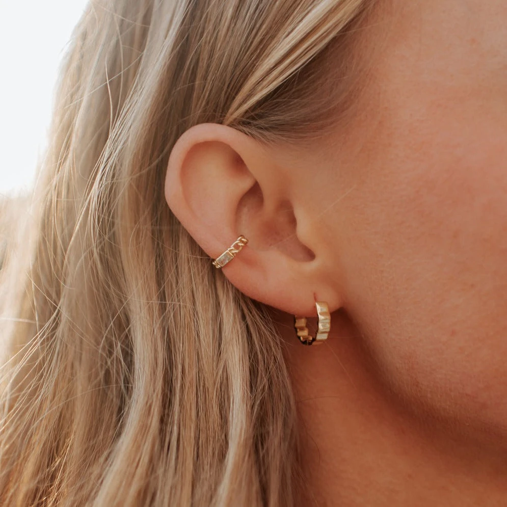 Tate 9mm Sterling Silver & Gold Vermeil Hoop Earrings 7 Tate 9mm Sterling Silver & Gold Vermeil Hoop Earrings - Image 5