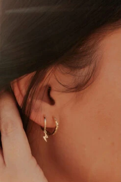 Gold Vermeil Lightning Bolt Huggie Hoop Earrings