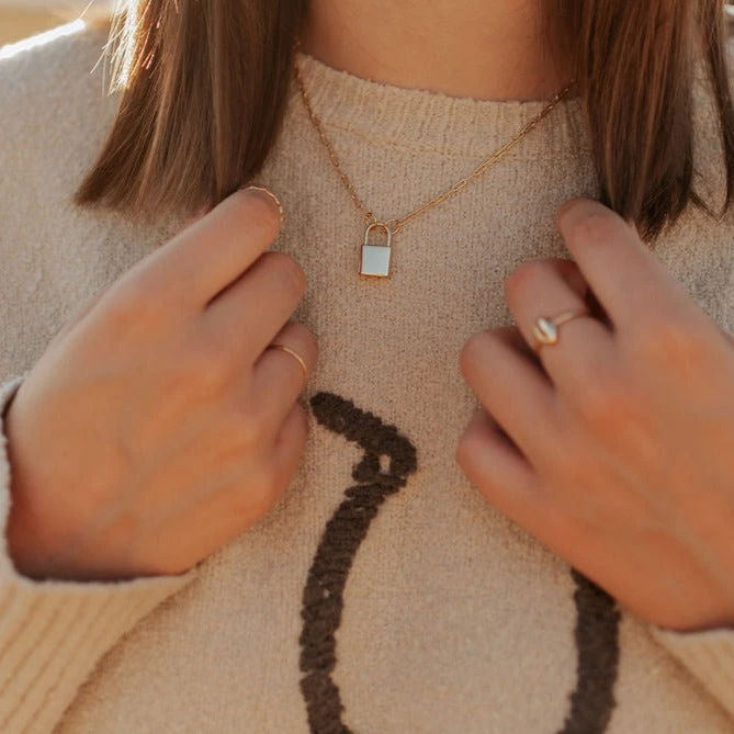 Gold Filled Lock Necklace with 16-Inch Paperclip Chain 7 Gold Filled Lock Necklace with 16-Inch Paperclip Chain - Image 5