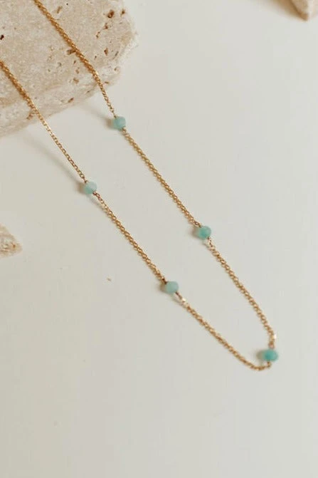 Malibu Turquoise Dainty Pearl Necklace in Gold Vermeil 12 Malibu Turquoise Dainty Pearl Necklace in Gold Vermeil - Image 10