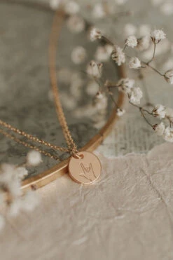 ASL I Love You Sign Language Disc Necklace - Gold Plated
