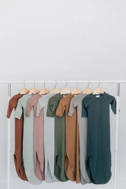 Olive Bamboo Knot Gown - Ultra-Soft Newborn Sleeper (0-3 Months) -ROOLEE FASHION SHOP FEBB046 websize c2d4cf62 62a5 4b6e 9bd0 2ba07098ee54