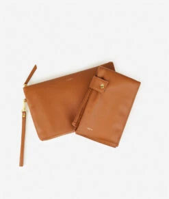 Fawn Design Changing Clutch in Brown | Premium Vegan Leather Diaper Set -ROOLEE FASHION SHOP Fawn Clutch Brown 3