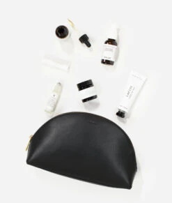 Fawn Design Large Cosmetic Bag in Black Pebbled Vegan Leather -ROOLEE FASHION SHOP Fawn CosmeticCase Large Black 3