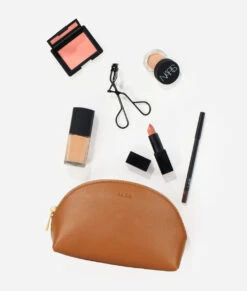 Fawn Design Small Cosmetic Bag in Brown - Premium Vegan Leather -ROOLEE FASHION SHOP Fawn CosmeticCase Small Brown 3