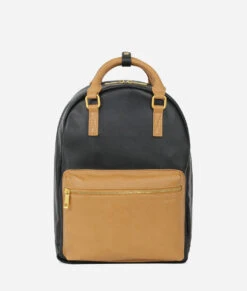 Fawn The Diaper Pack - Black / Tan Faux Leather Backpack