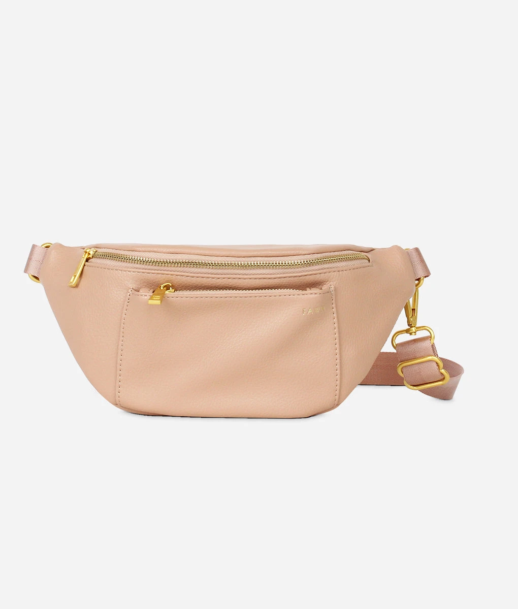Warm Blush Faux Leather Fanny Pack - Crossbody Belt Bag for Women 3 Warm Blush Faux Leather Fanny Pack - Crossbody Belt Bag for Women