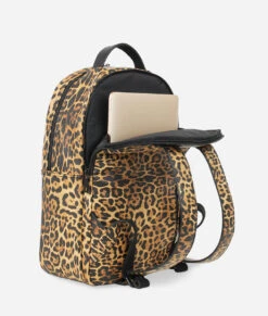 Leopard Print Faux Leather Backpack with 13-Inch Laptop Sleeve -ROOLEE FASHION SHOP Fawn Pack Leopard 4