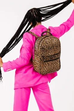 Leopard Print Faux Leather Backpack with 13-Inch Laptop Sleeve