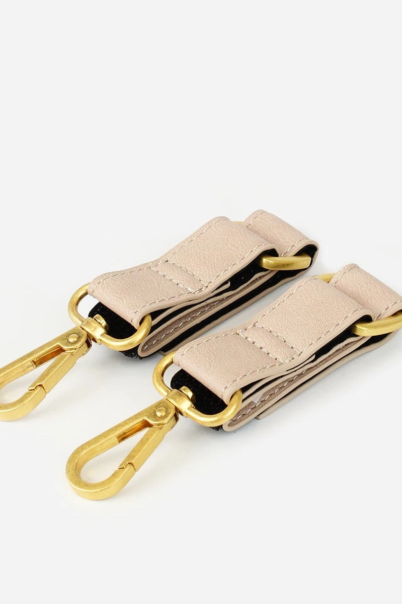 Fawn Design Stroller Hooks - Beige Premium Faux Leather 4 Fawn Design Stroller Hooks - Beige Premium Faux Leather - Image 2