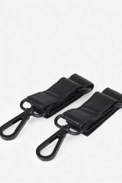 Fawn Design Stroller Hooks - Matte Black Faux Leather Straps -ROOLEE FASHION SHOP Fawn StrollerHooks BlackBlack 2