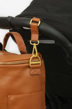 Fawn Design Stroller Hooks - Premium Faux Leather Brown -ROOLEE FASHION SHOP Fawn StrollerHooks Brown 3