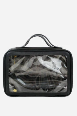 Fawn Large Toiletry Case - Black Matte Faux Leather Travel Organizer