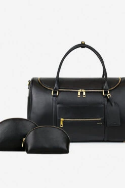 Fawn Black Travel Bundle - 3-Piece Weekender & Cosmetic Bag Set