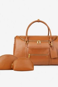 Fawn Travel Bundle - Brown Weekender & Cosmetic Bag Set