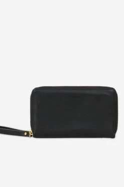 Fawn Matte Faux Leather Wristlet Wallet - Black