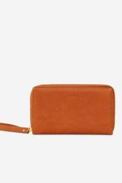 Fawn Design Brown Matte Faux Leather Wallet with Wristlet