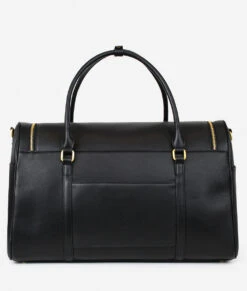 Black Faux Leather Weekender Bag - Premium Travel & Hospital Overnight Tote -ROOLEE FASHION SHOP Fawn Weekender Black 3 89ab378c 93e5 4844 865d 669e7dc275dd